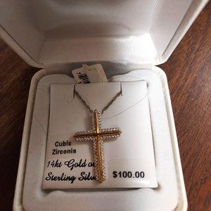 New with tags two tone slver and gold cross